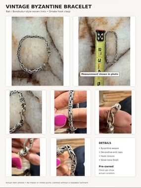 Vintage Byzantine Silver-Tone Bracelet - Silver